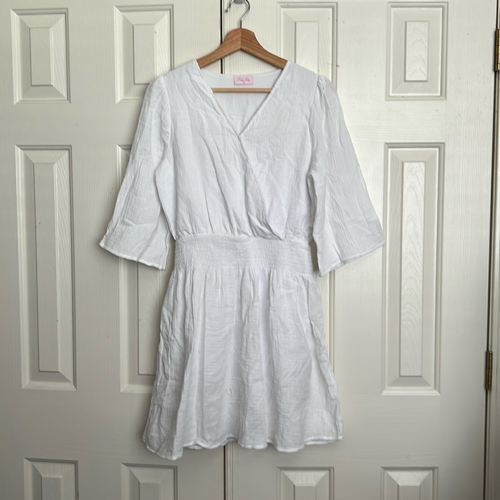 Pink Lily White Dress Size L